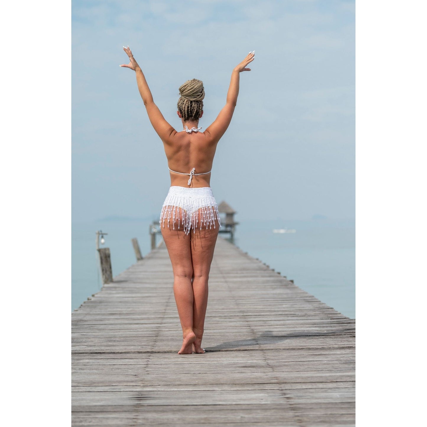 Bright White Cheeky Low Waist Sequin Shorts