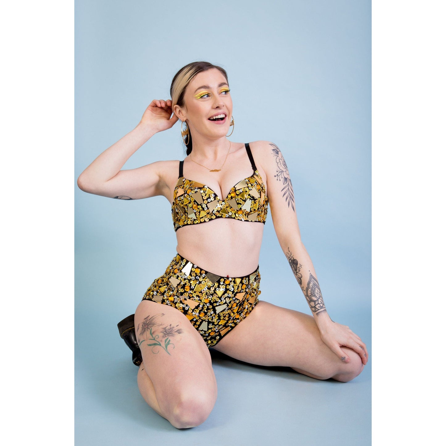 Gold Mirror Sequin Two Piece Set