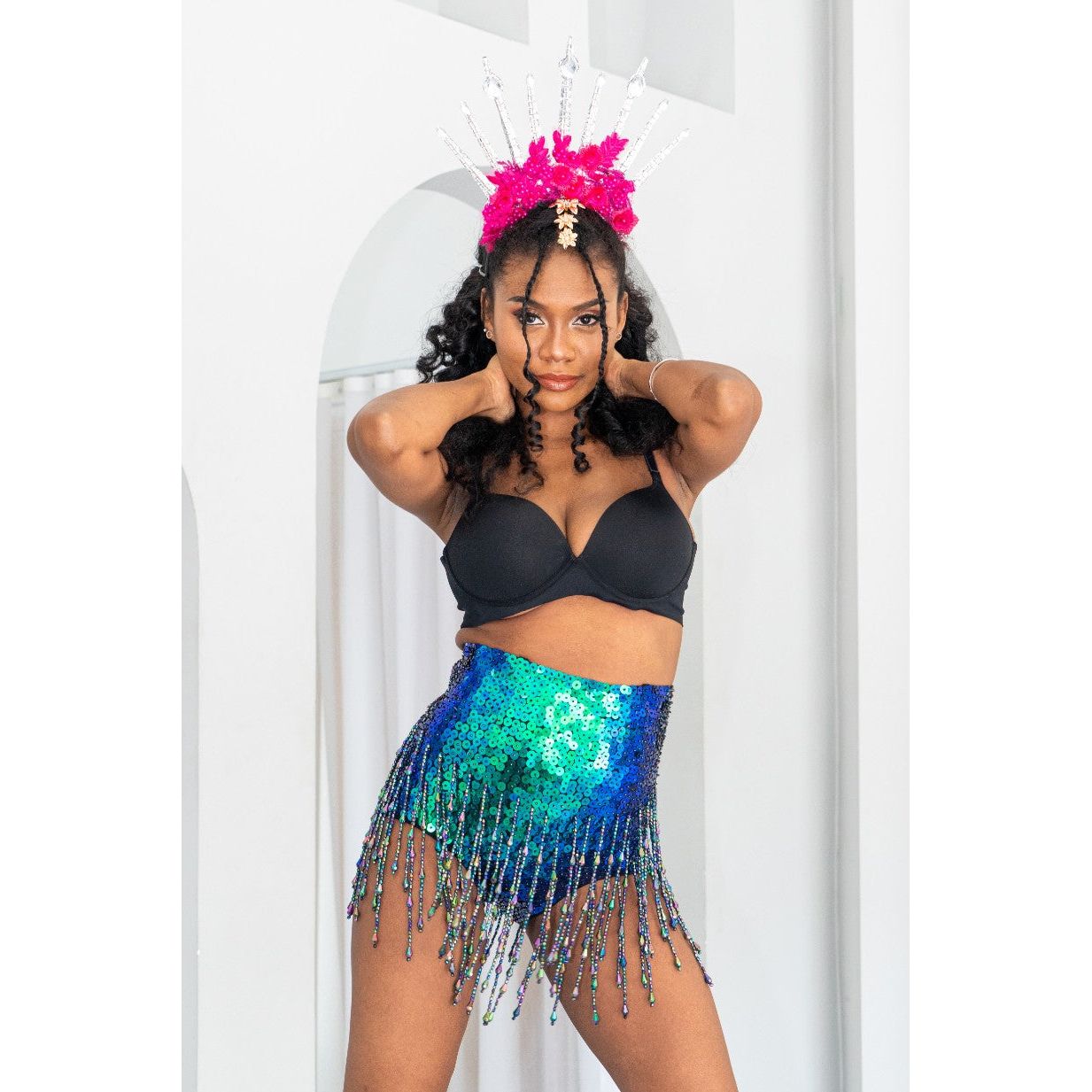 Mermaid High Waist Booty Sequin Shorts