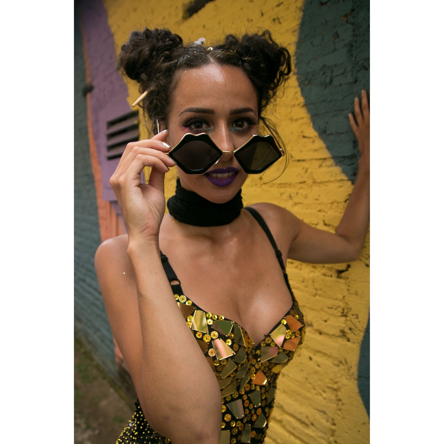 Midnight Gold Mirror Sequin Bodysuit