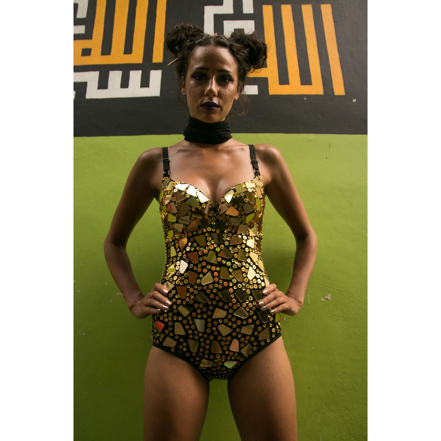 Midnight Gold Mirror Sequin Bodysuit
