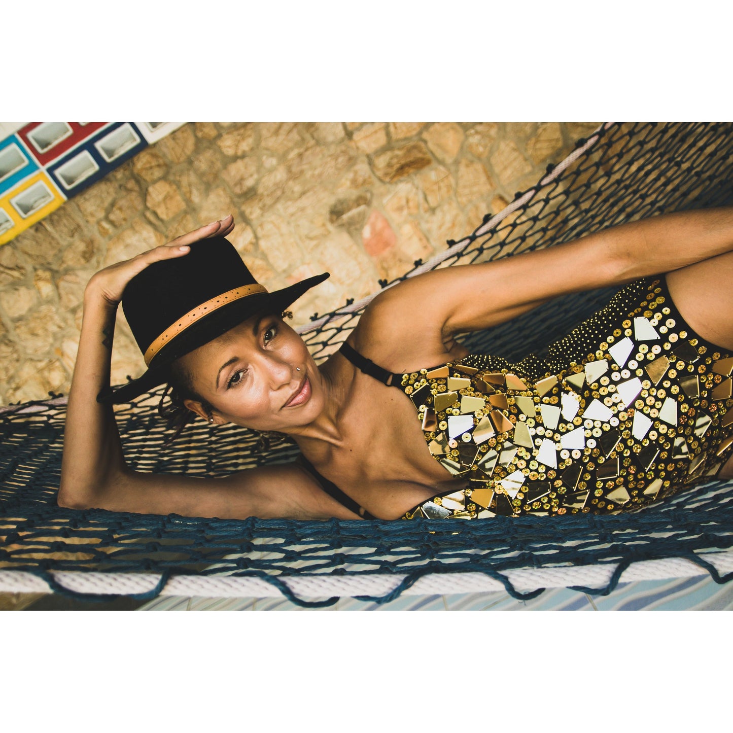 Midnight Gold Mirror Sequin Bodysuit