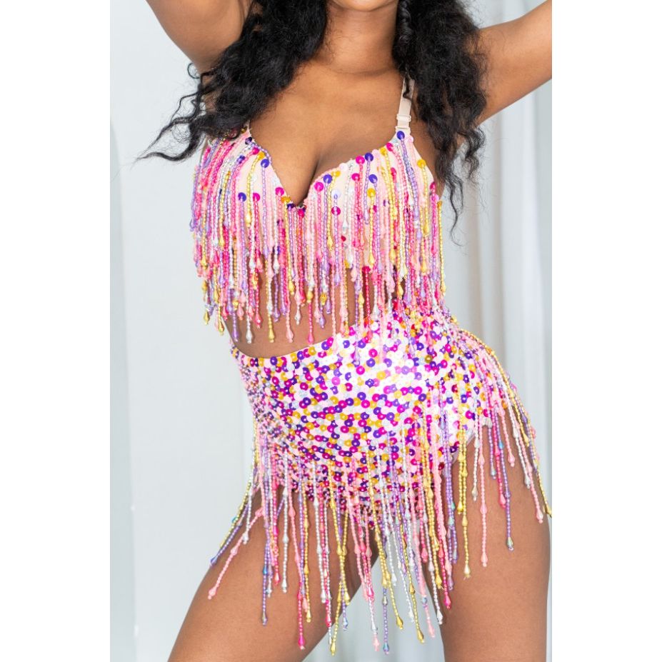 Pink Champagne Booty High Waist Sequin Shorts