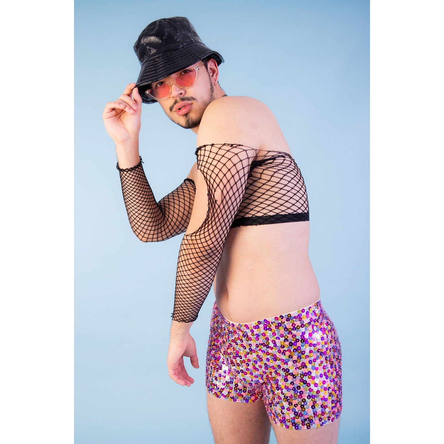 Pink Champagne Unisex Sequin Shorts