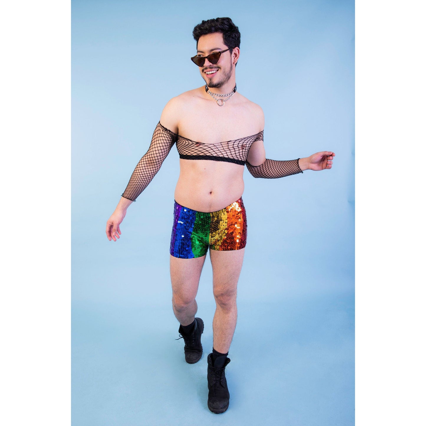 Pink Hearts Unisex Sequin Shorts