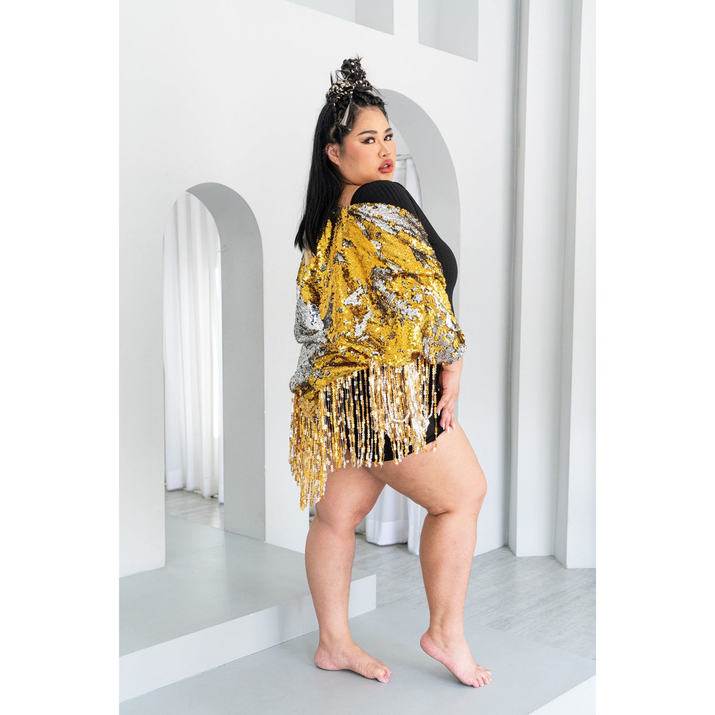 Sequin Kimono in Gold and Silver