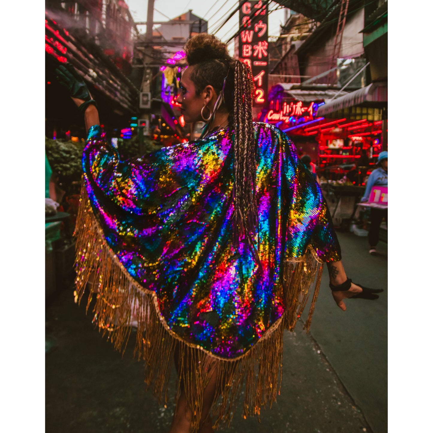 Sequin Kimono in Rainbow Shimmer
