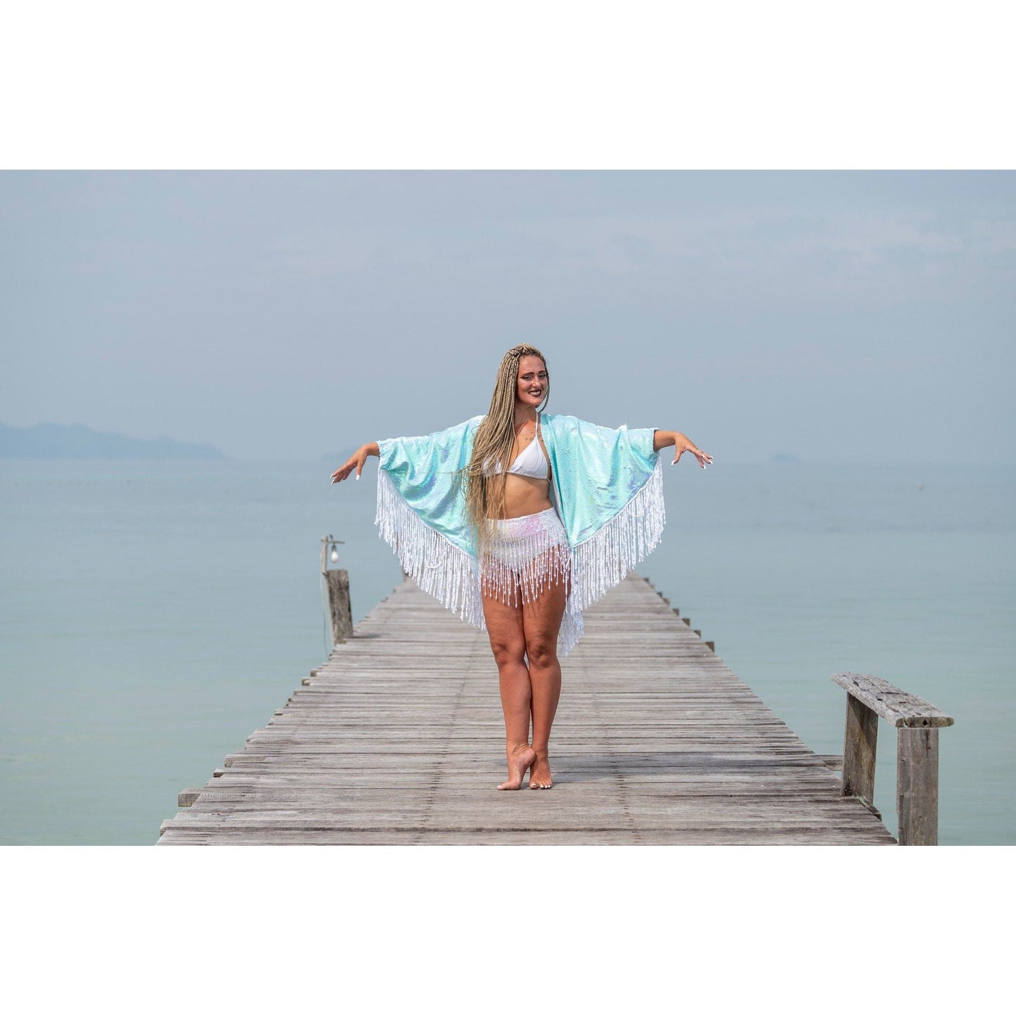 Sequin Kimono in Sea Breezy Blue