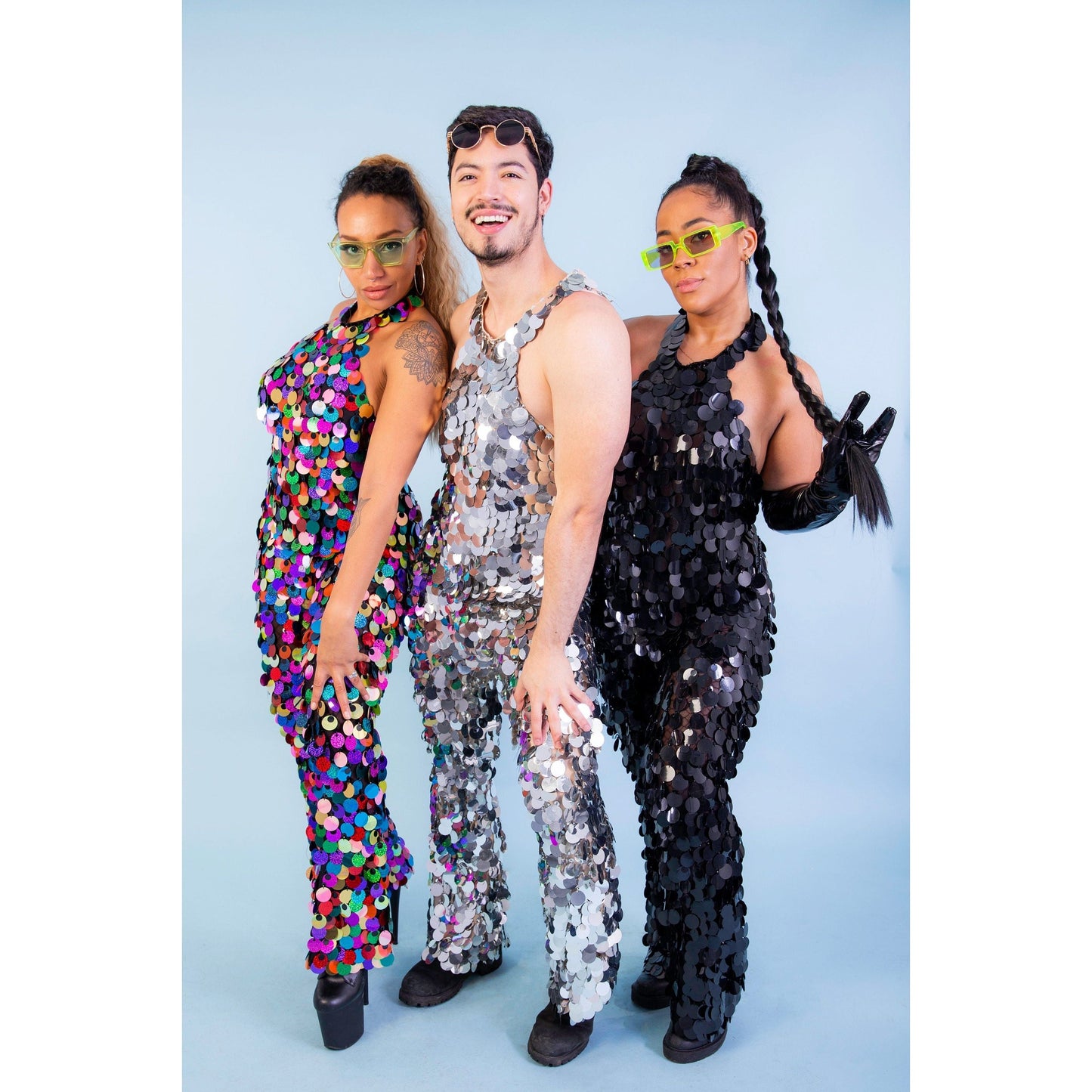 Silver Droplet Sequin Jumpsuit.