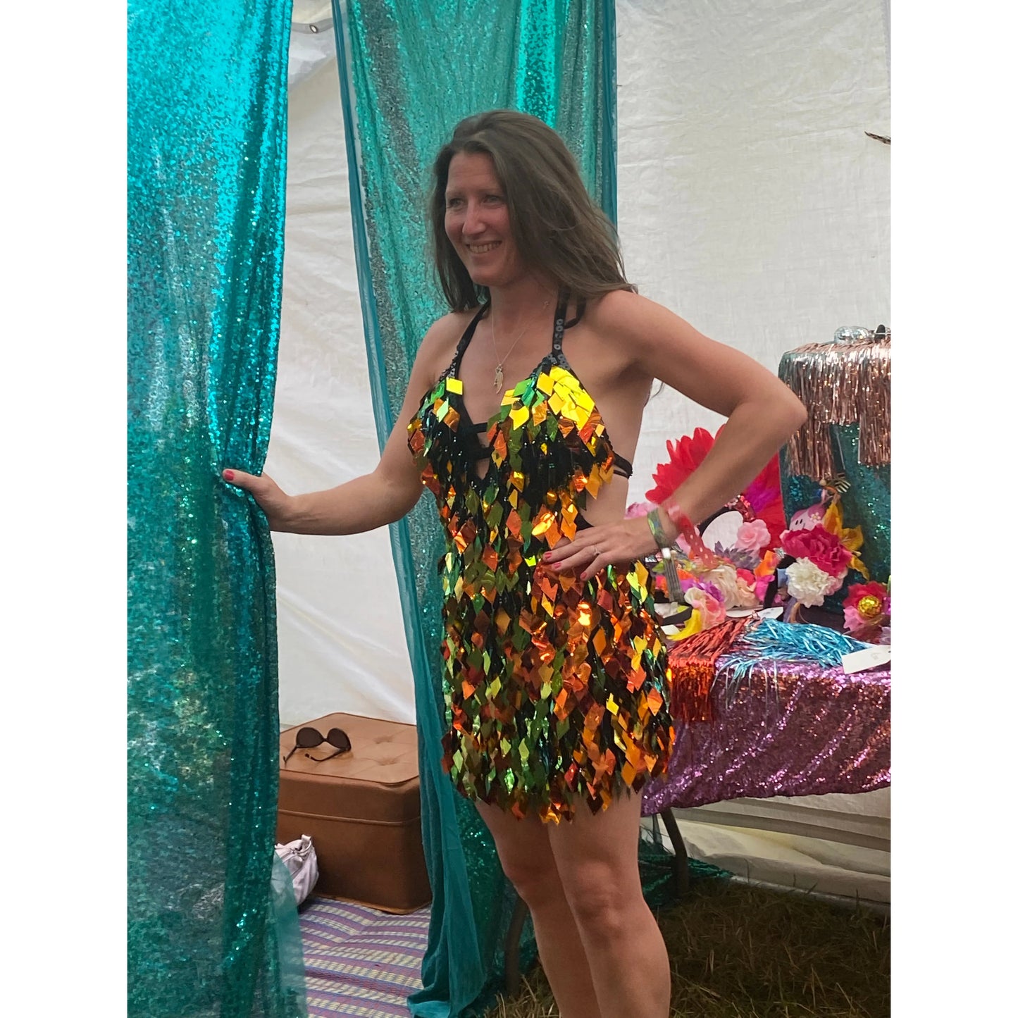 Gold Diamond Sequin Dress