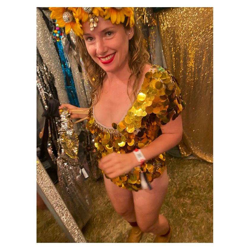 Midnight Gold Droplet Sequin Bodysuit