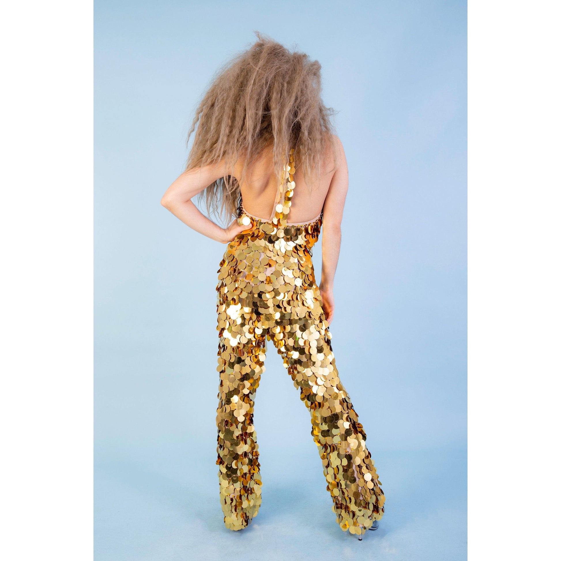 Gold Droplet Sequin Jumpsuit