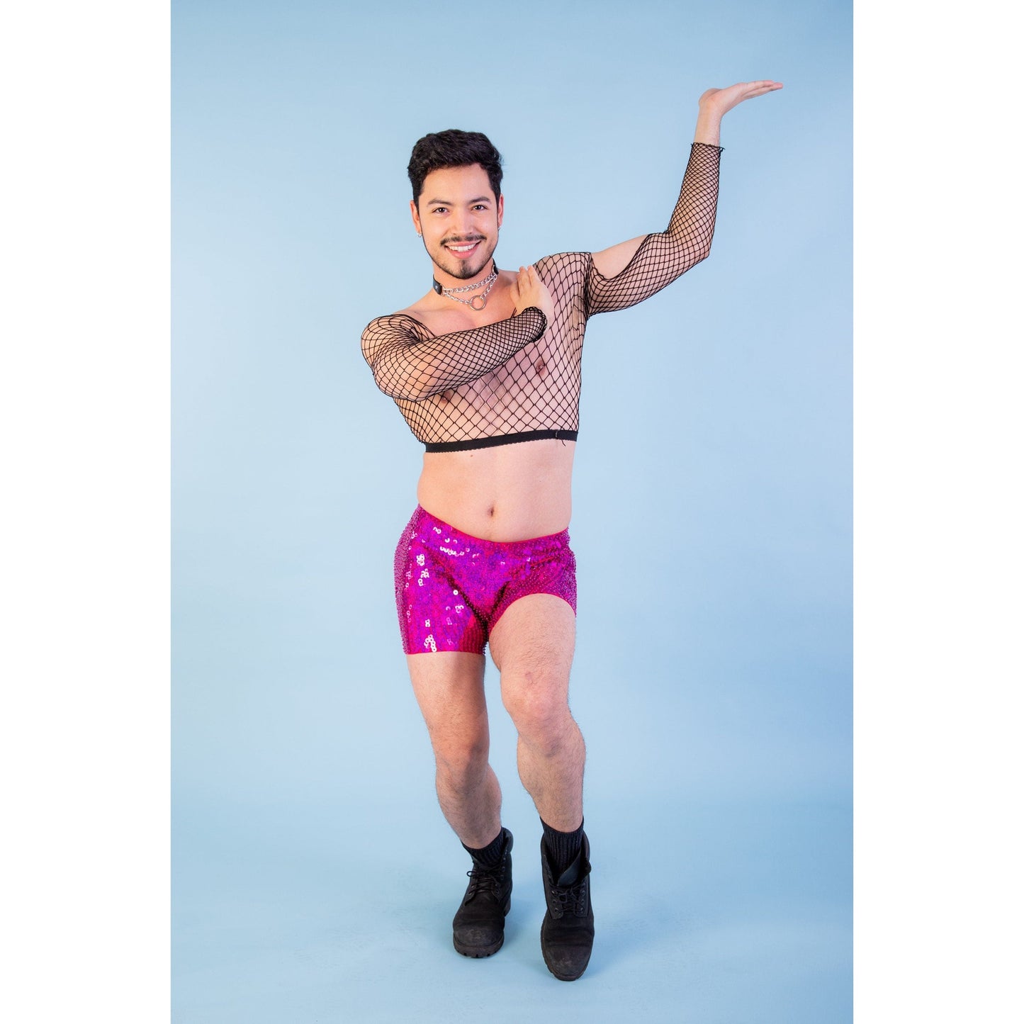 Hot Pink Unisex Sequin Shorts