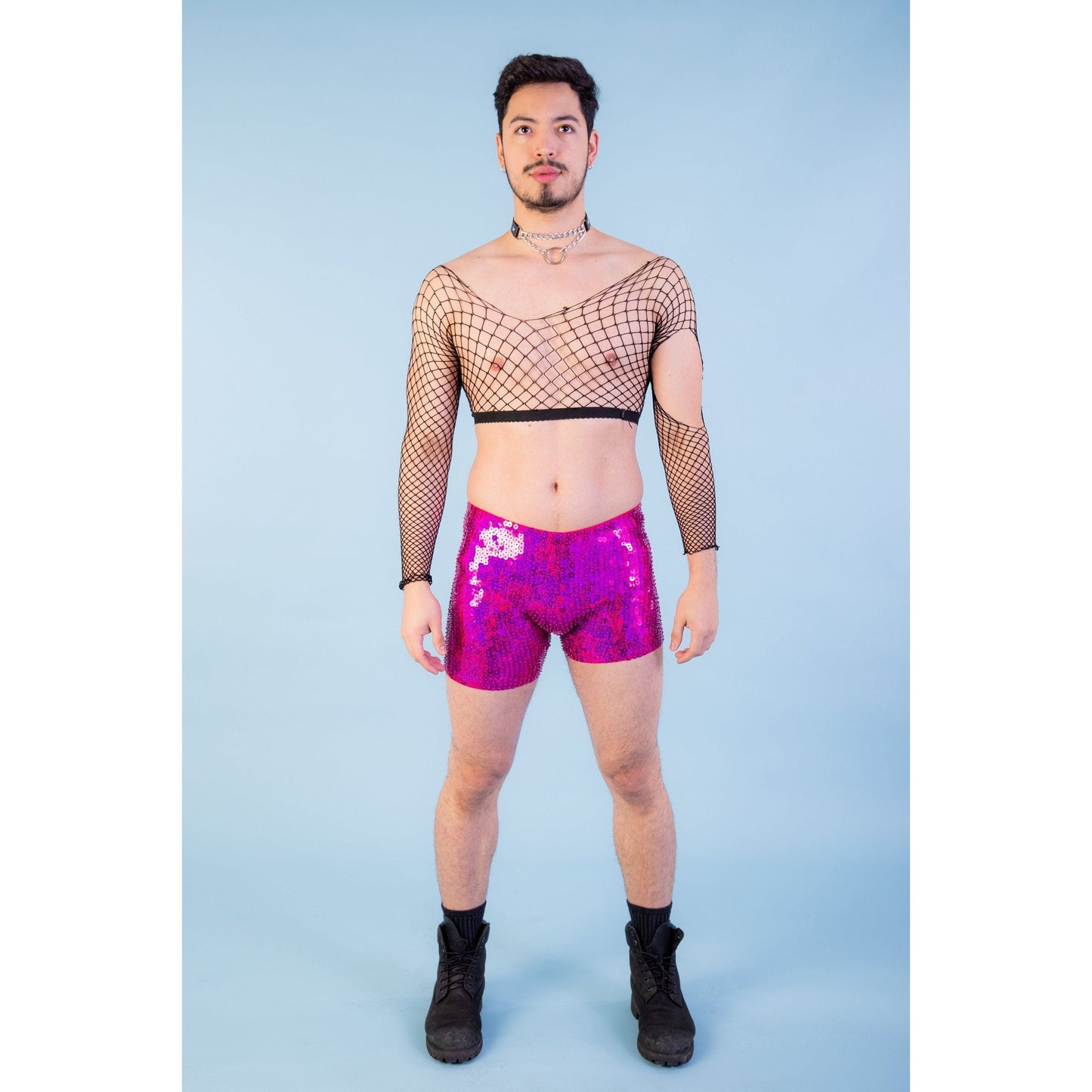 Hot Pink Unisex Sequin Shorts