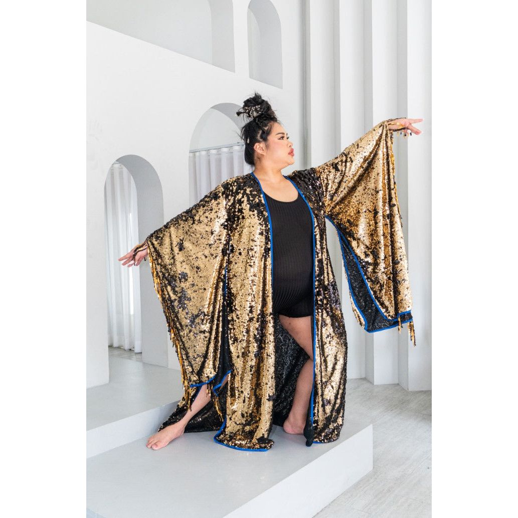 Long Sequin Kimono | Midnight Gold | Lady Jane Sequins Long Sequin Kimono | Midnight Gold | Lady Jane Sequins