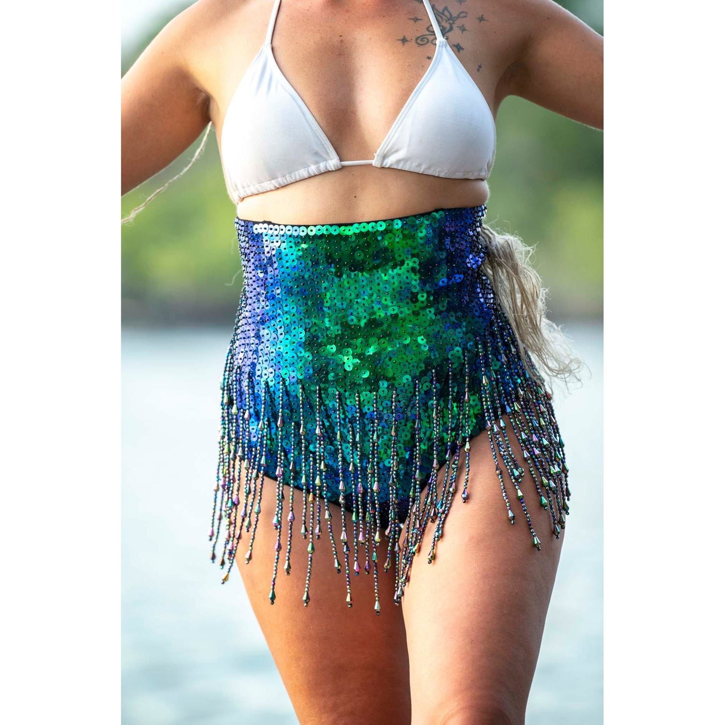 Mermaid Cheeky High Waist Sequin Shorts