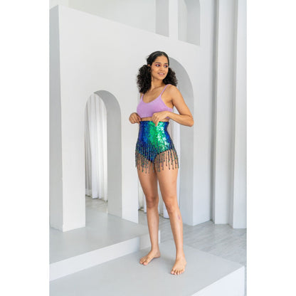 Mermaid Cheeky High Waist Sequin Shorts