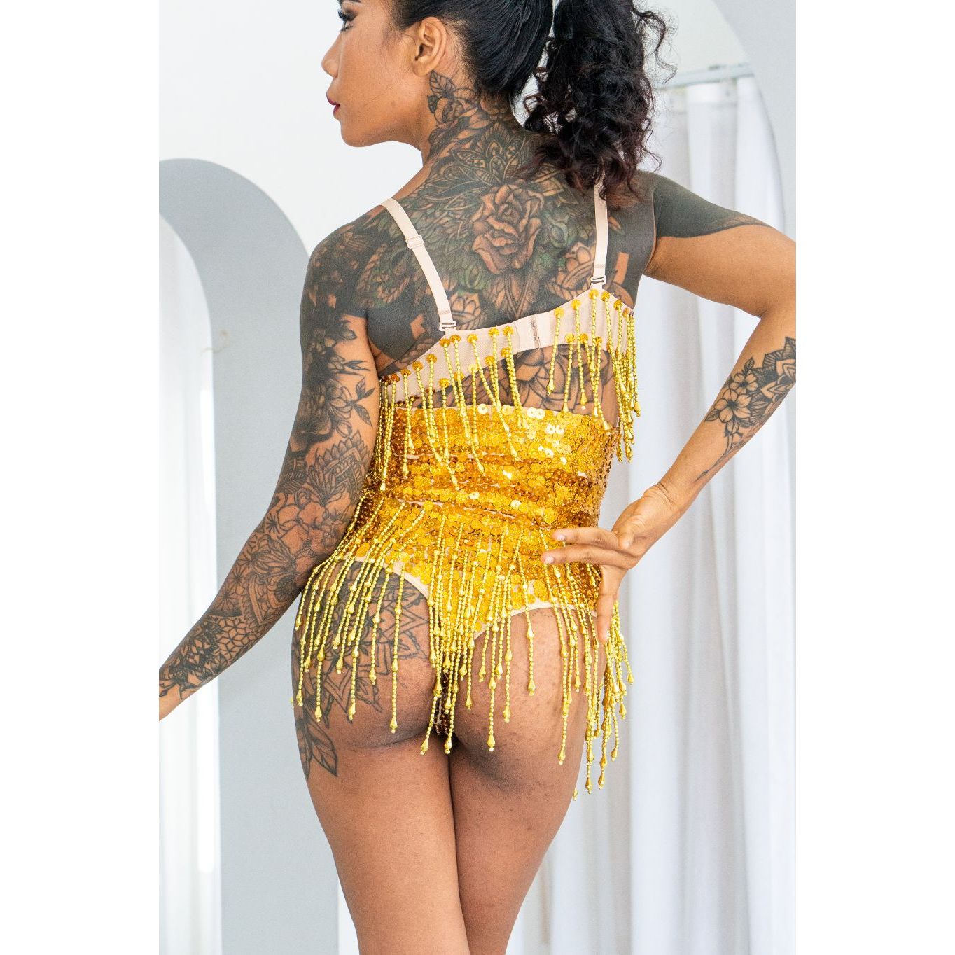 High waisted gold sale sequin shorts