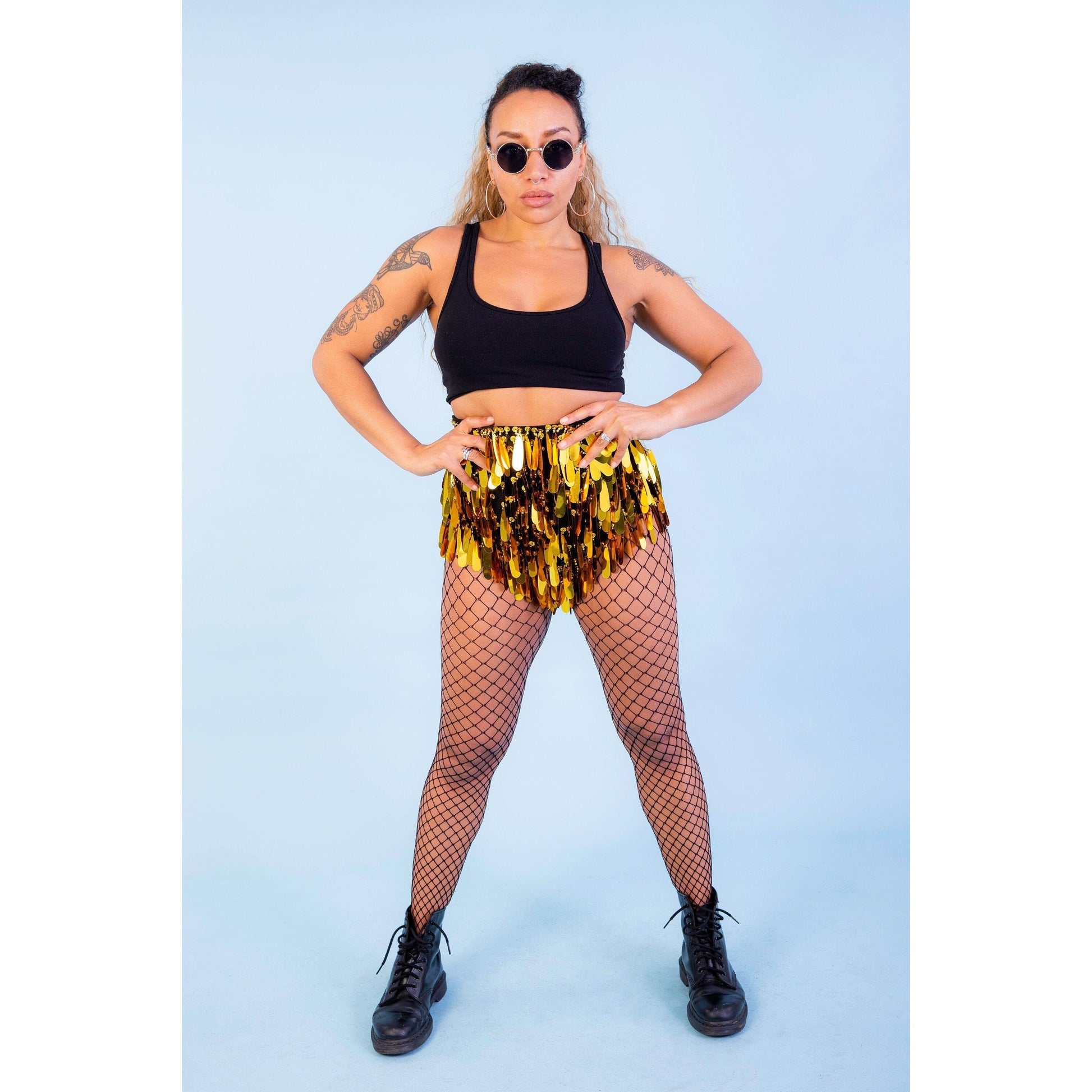 Midnight Gold Droplet Sequin Shorts