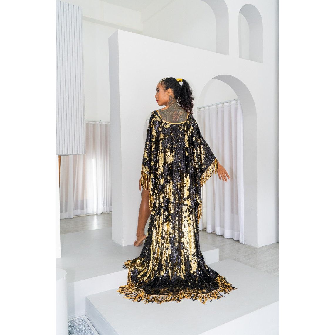 Midnight Gold Playsuit Sequin Cape
