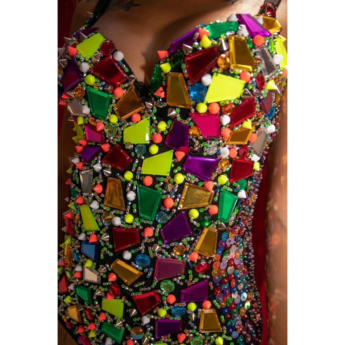 Neon Rainbow Jewel Sequin Bodysuit