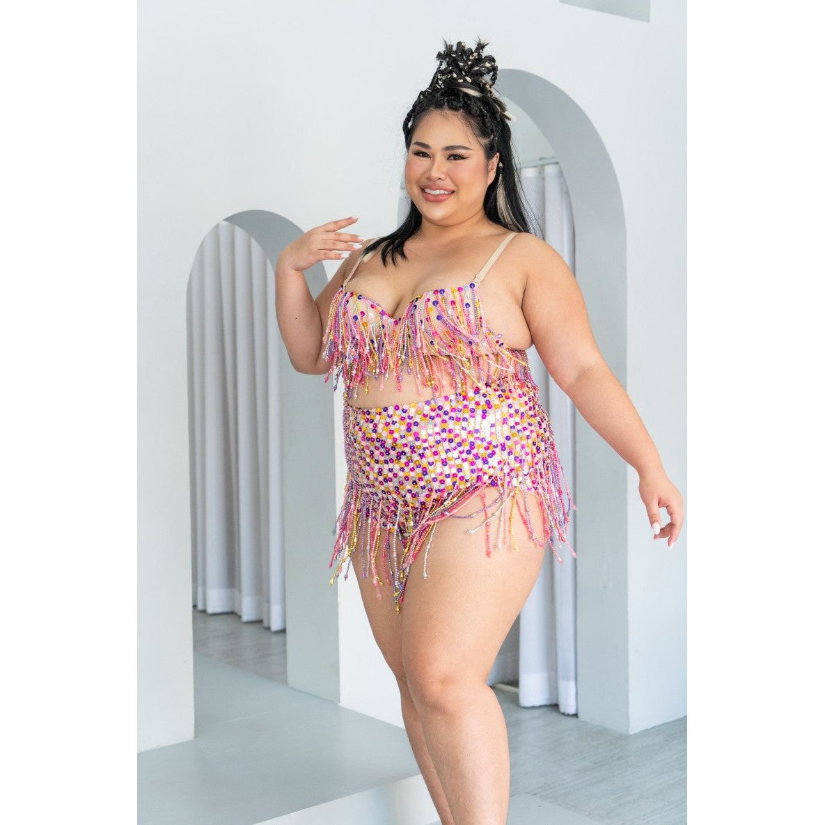 Plus size shop sequin shorts