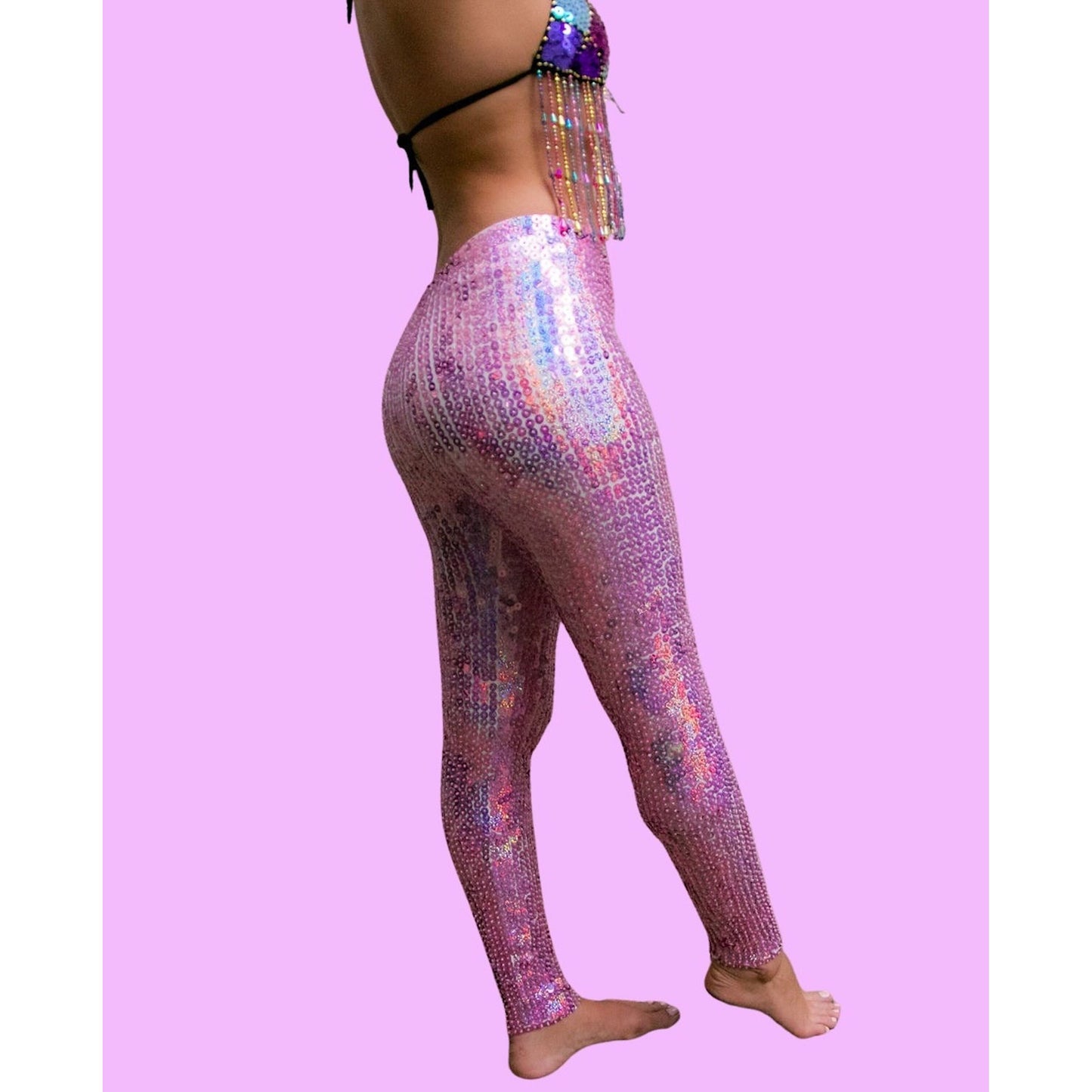 Pink Champagne Sequin Leggings