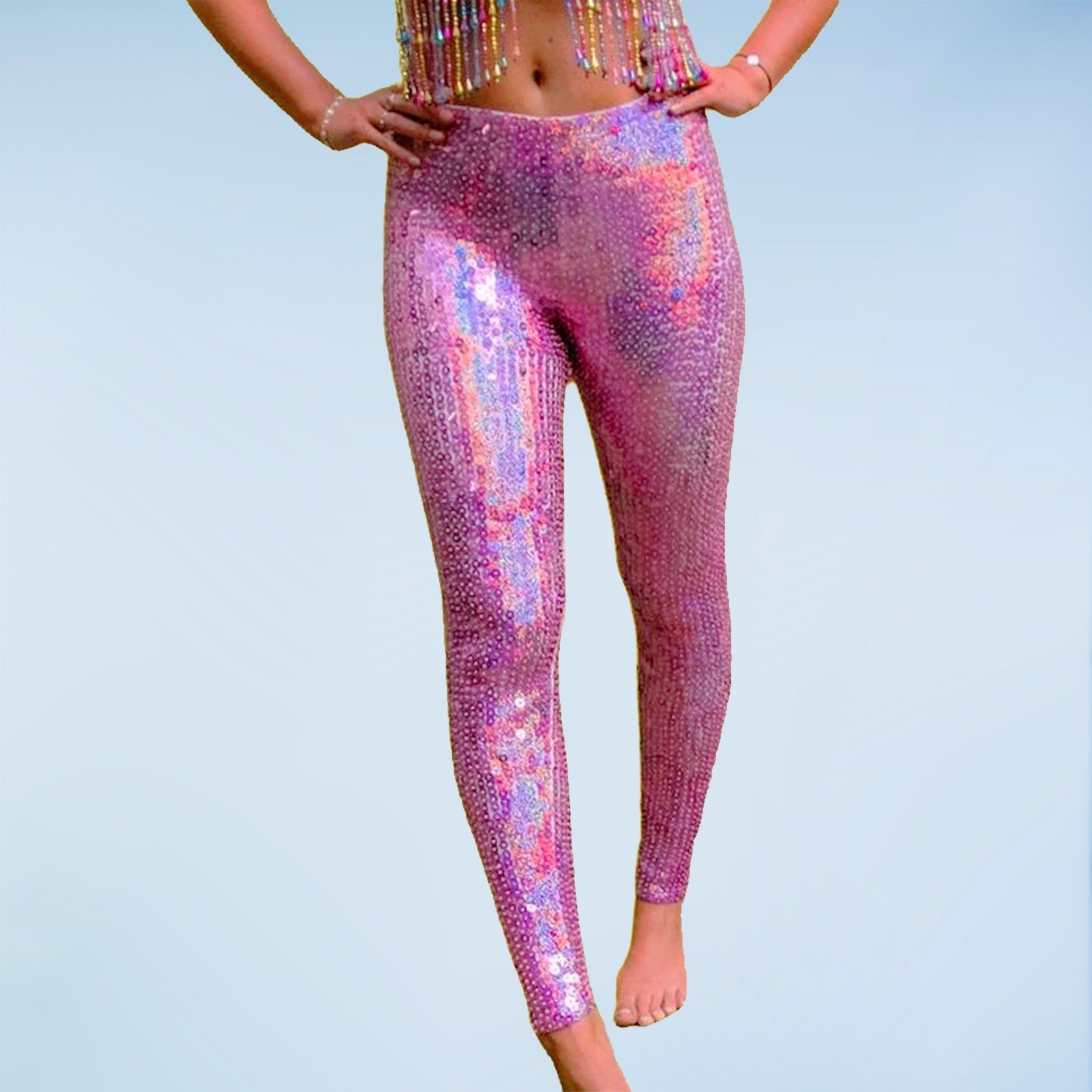 Pink Champagne Sequin Leggings