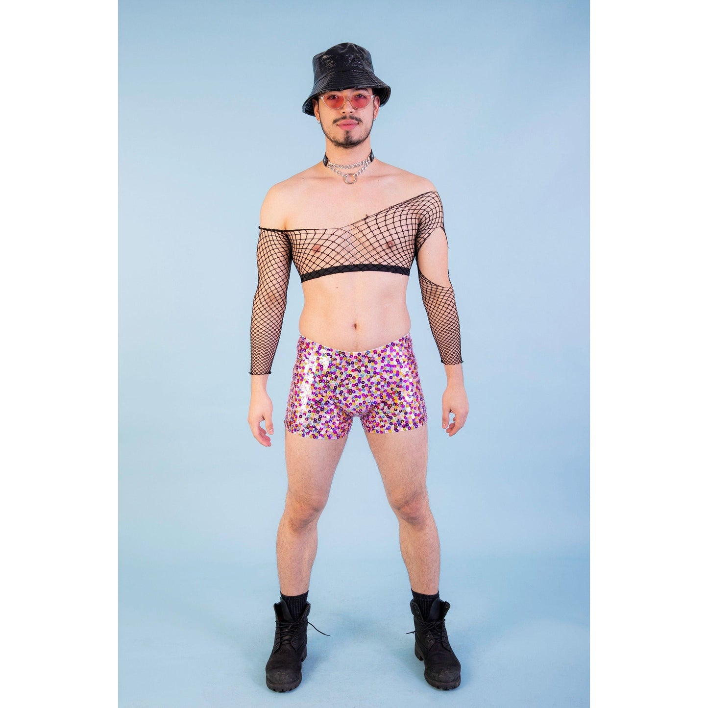 Pink Champagne Unisex Sequin Shorts