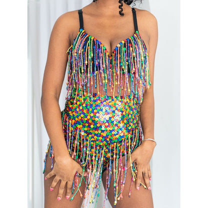 Rainbow Sequin Beads Bra
