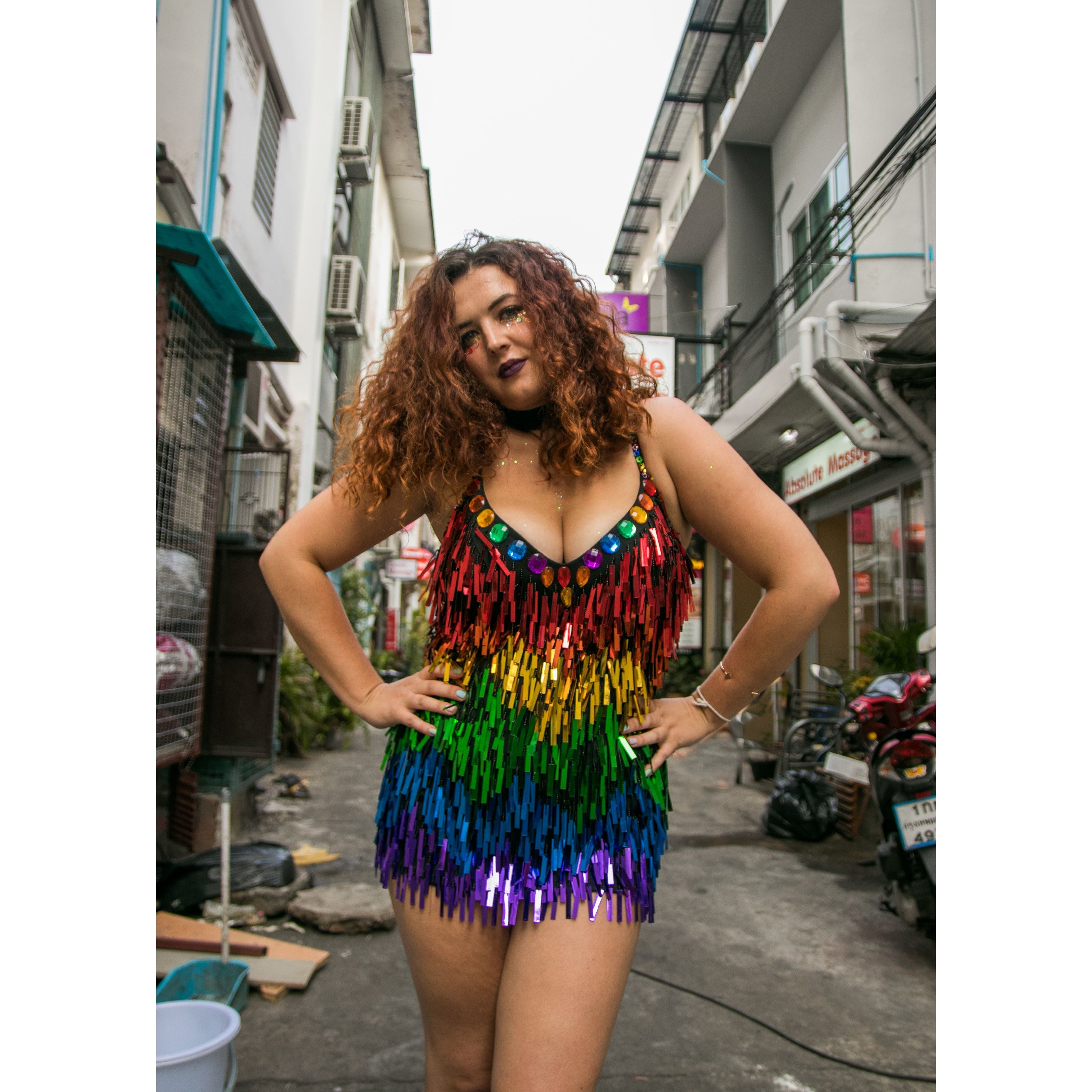 Club l rainbow sequin dress hotsell