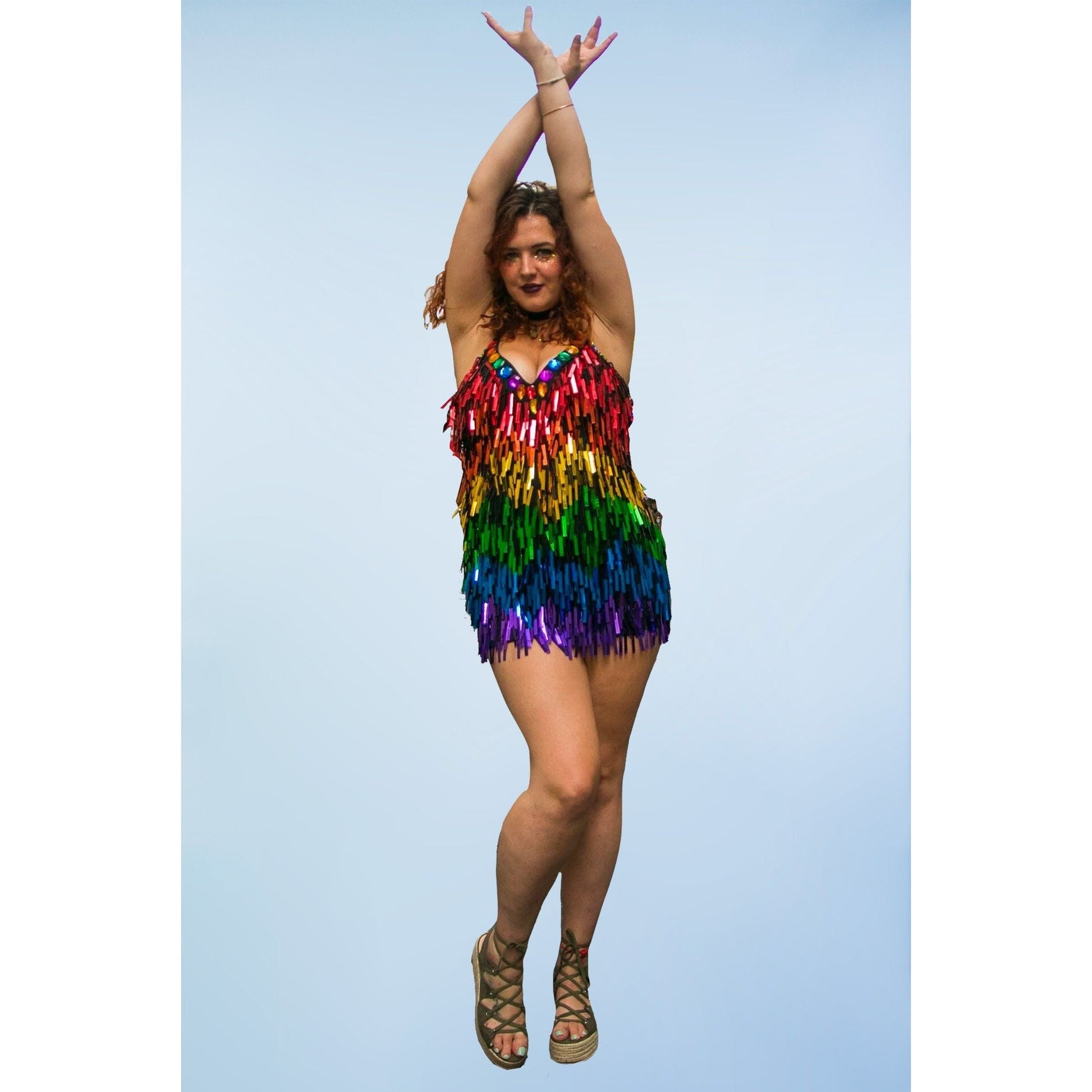club l rainbow sequin dress Multi NastyGal Rainbow Disc Sequin Mini Dress