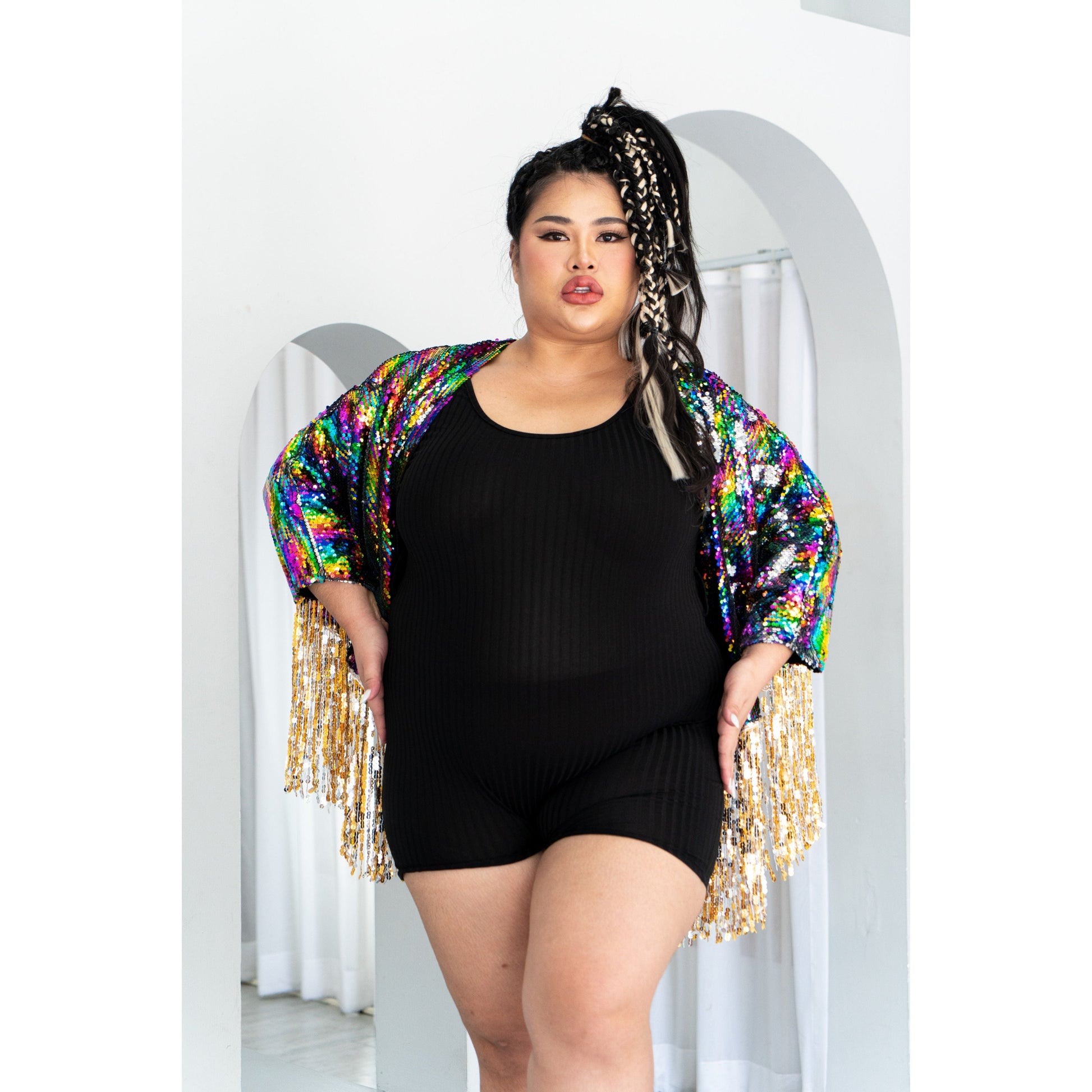 Sequin Kimono in Rainbow Shimmer
