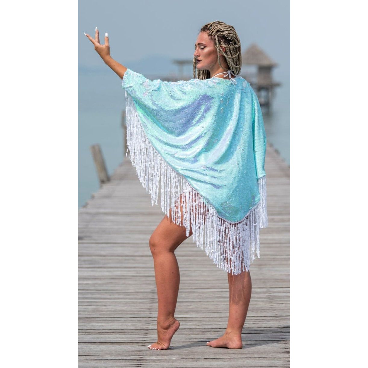 Sequin Kimono in Sea Breezy Blue