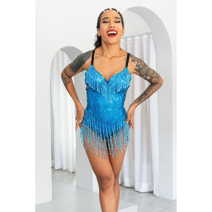 Turquoise Blue Cheeky Sequin Bodysuit